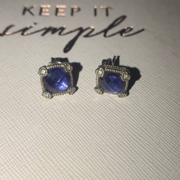 Judith Ripka Jewelry - Judith Ripka synthetic sapphire “estate” earrings Judith Ripka Jewelry - Judith Ripka synthetic sapphire “estate” earrings